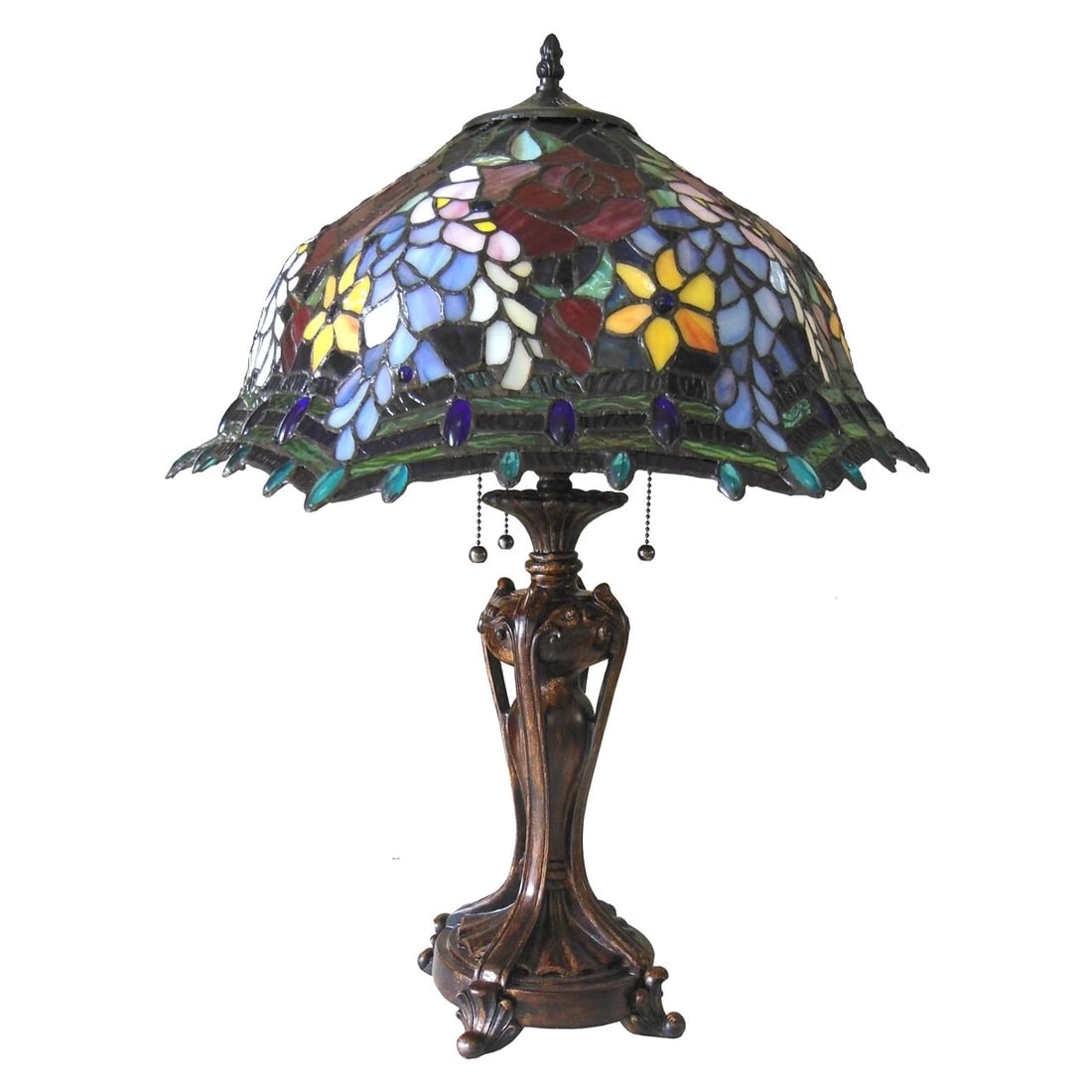 26" Stained Glass Rose Floral Table Lamp - 2
