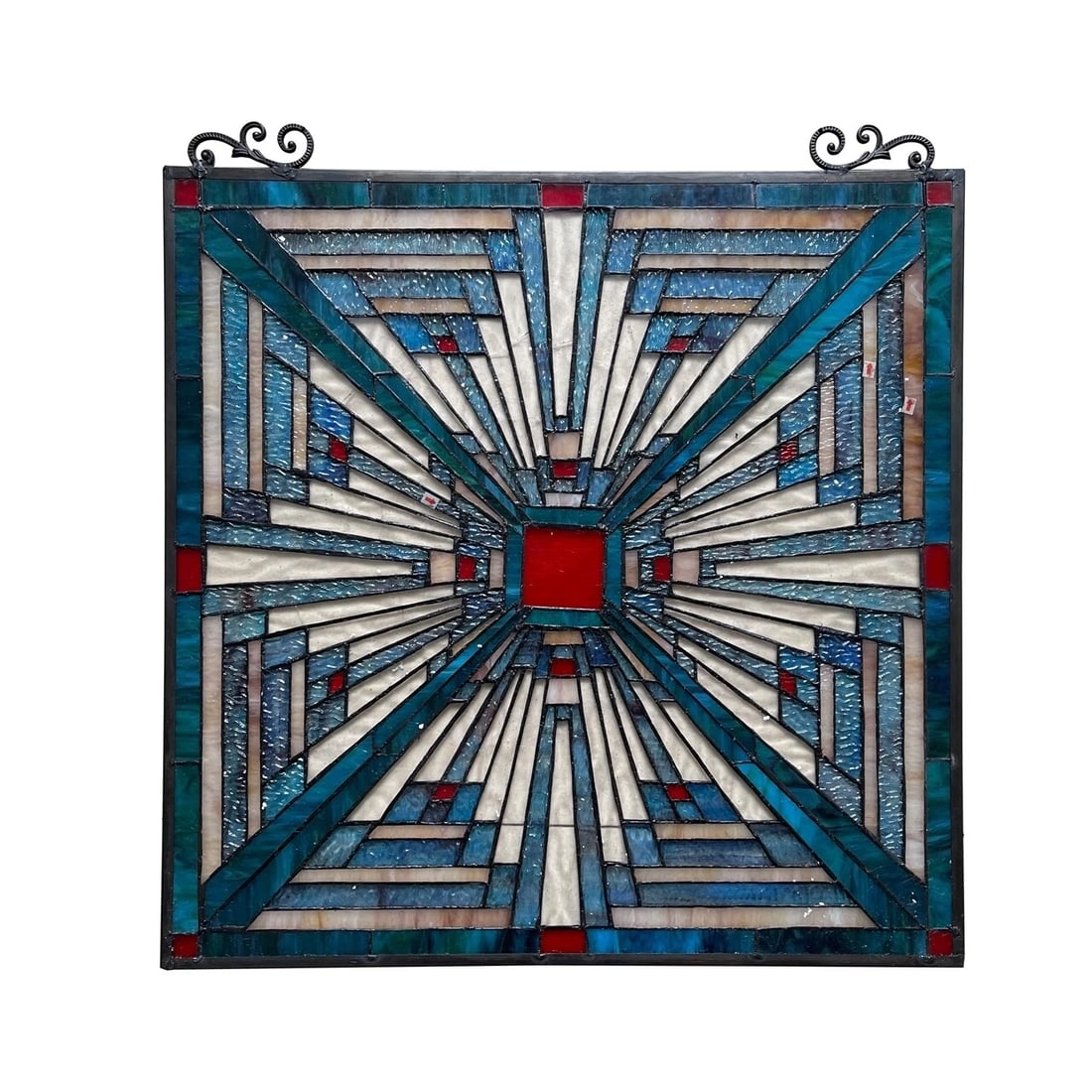 26" Mission Stained Glass Hanging Window Panel - 2