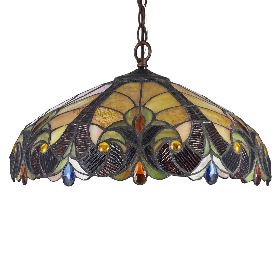 17.3 " Stained Glass Pendant Swag Ceiling Light - 2
