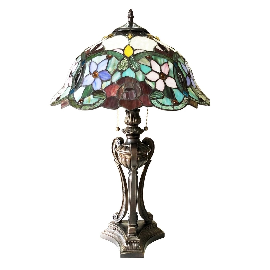 26" Stained Glass Rose Floral Table Lamp - 2
