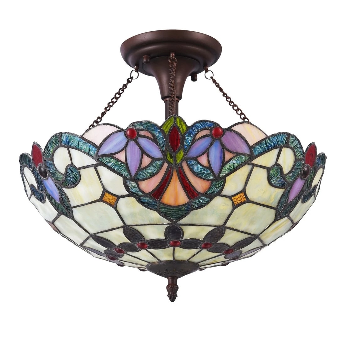 15.7" Stained Glass Semi Flush Ceiling Uplight - 2