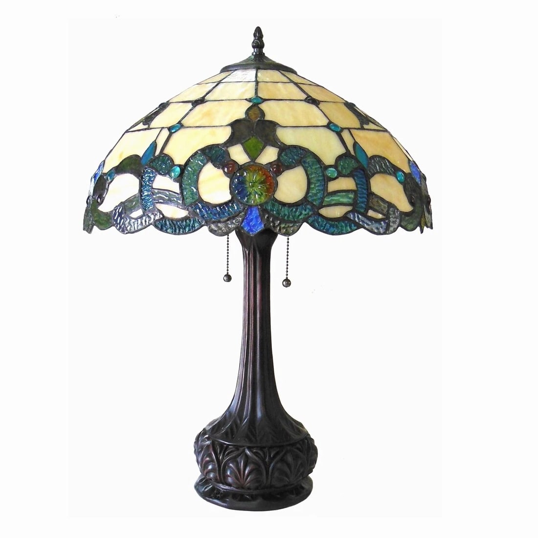 25" Victorian Style Stained Glass Table Lamp - 2