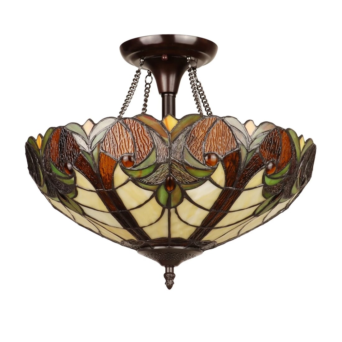 15.75" Stained Glass Semi Flush Ceiling Uplight - 2