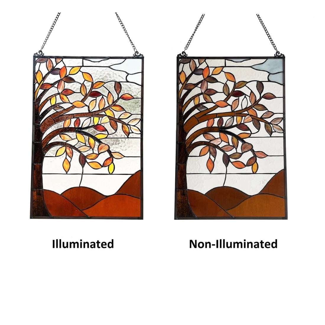 24" Fall Stained Glass Hanging Window Pane Suncatcher - 4