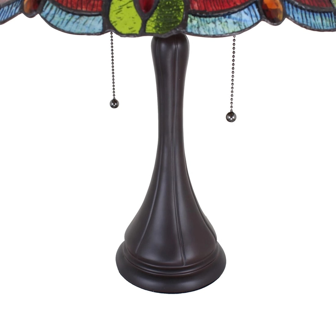 21.3" Amber Cream Colored Stained Glass Table Lamp - 5