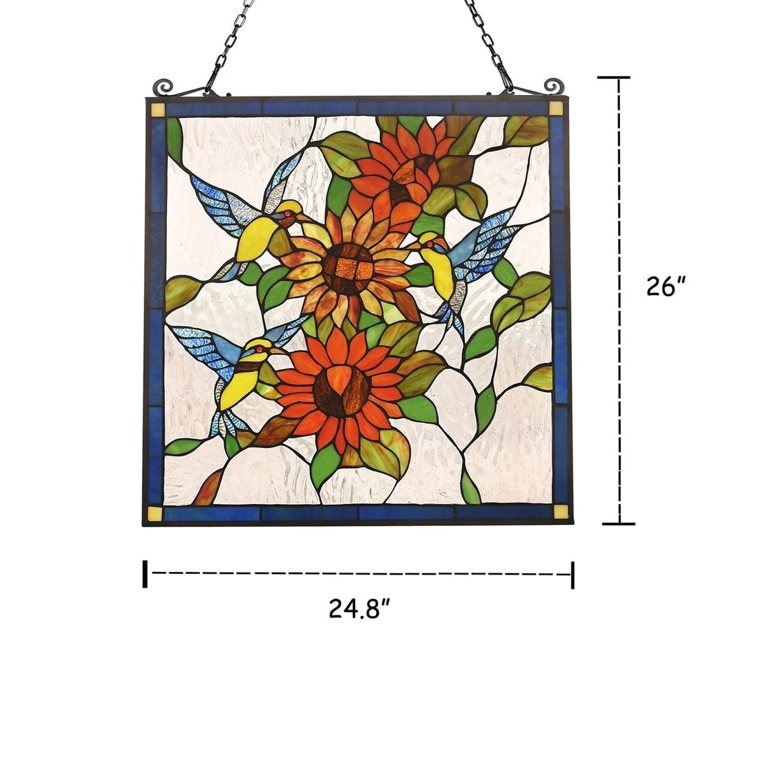 26" Hummingbird Stained Glass Window Hanging Panel Suncatcher - 3