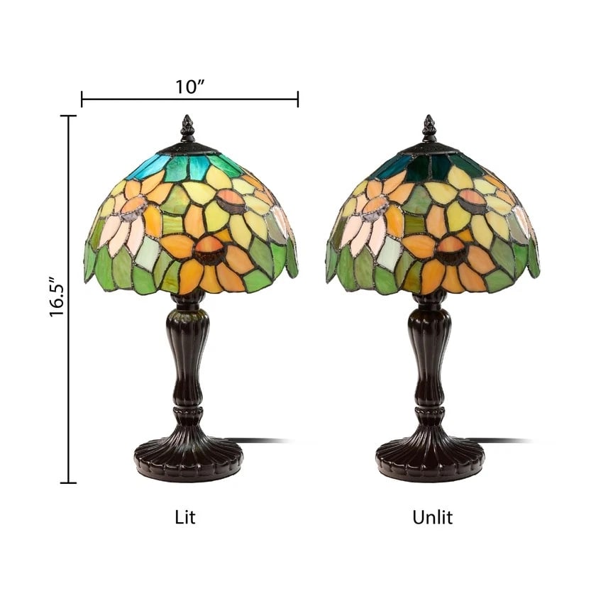 16.5"H Sunflowers Stained Glass Candlestick Table Lamp - 7