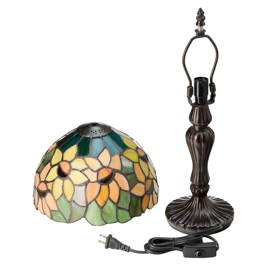 16.5"H Sunflowers Stained Glass Candlestick Table Lamp - 9