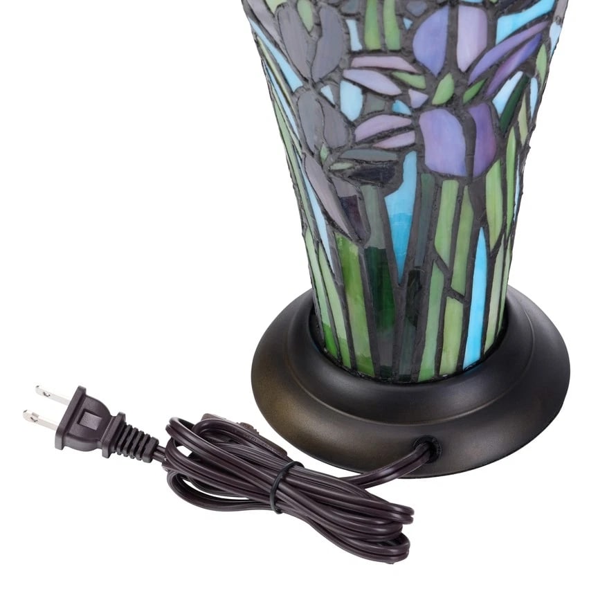 13.5"H Stained Glass Iris Up Light Table Lamp - 6