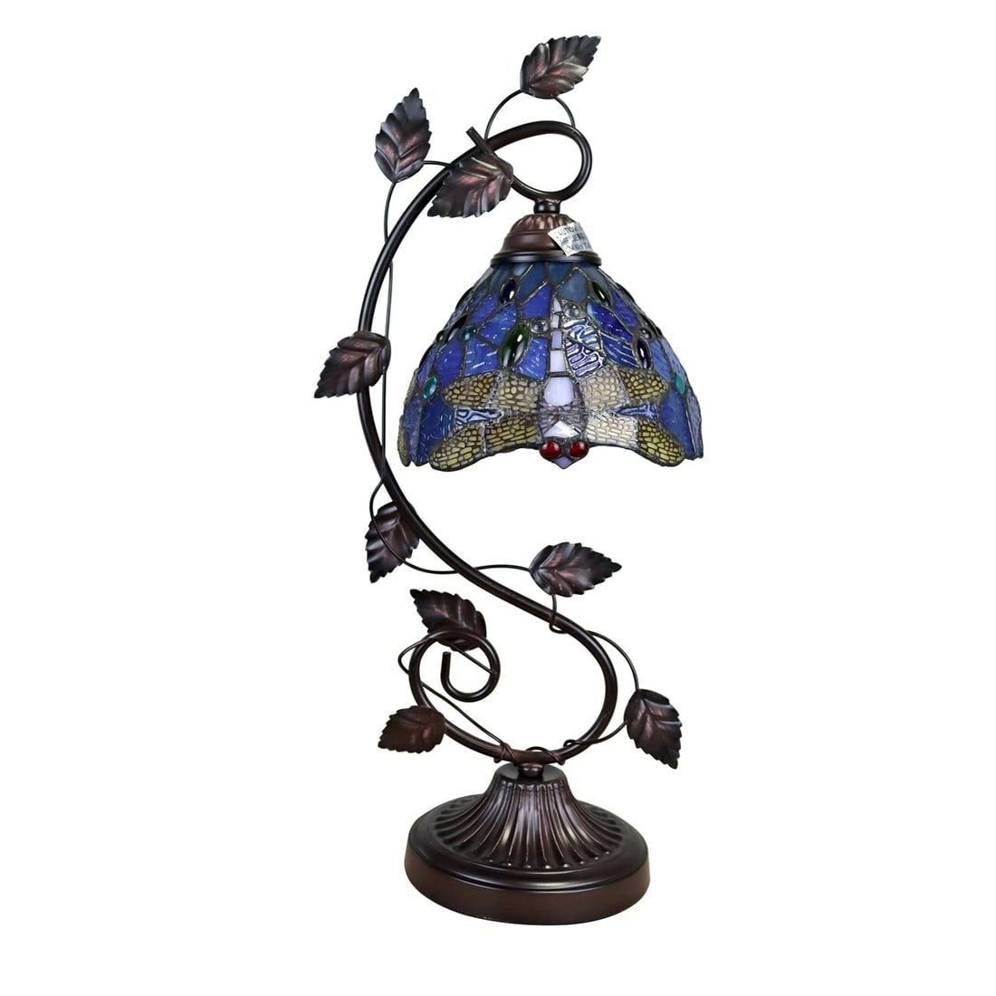 23" Stained Glass Dragonfly Floral Table Lamp - 2