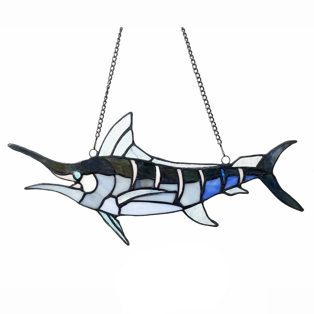 16" Stained Glass Sword Fish Marlin Window Hanging Panel Suncatcher - 2