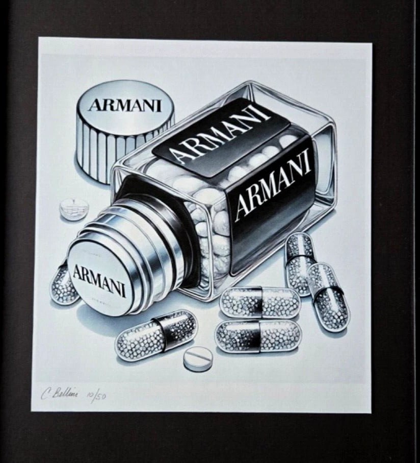 Chiara Bellini + " ARMANI Comfort Pills" Original Hand Signed Print COA - 3
