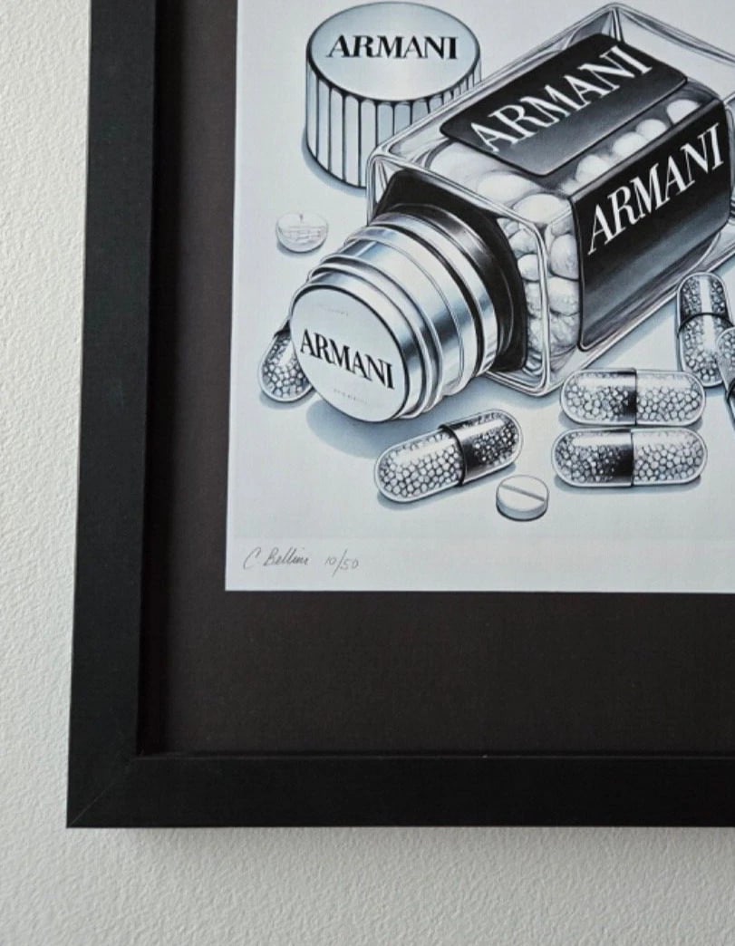 Chiara Bellini + " ARMANI Comfort Pills" Original Hand Signed Print COA - 4