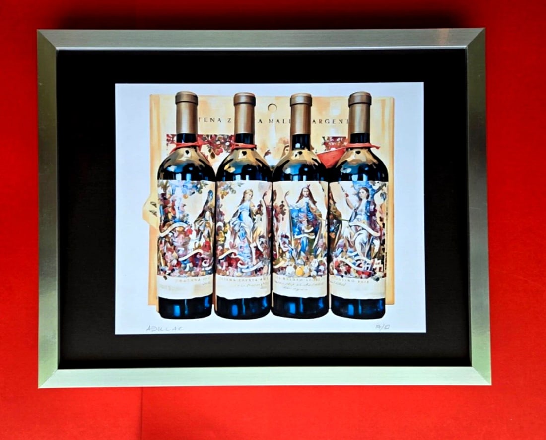 ALEXANDER DULAC | CATENA ZAPATA MALBEC Hand Signed Print Edof10 | COA: My art is a celebration of the grandeur and splendor of the 21st century. Through my portraits, I seek to immortalize those who not only define but also inspire aspiration and luxury in our