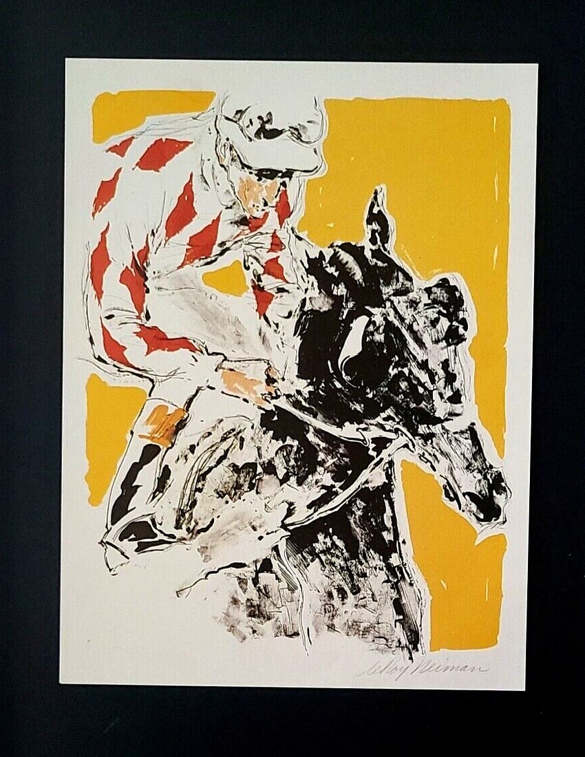 LeRoy Neiman " THE JOCKEY " Signed Pop Art Mounted and Framed in New 11x14 - 2