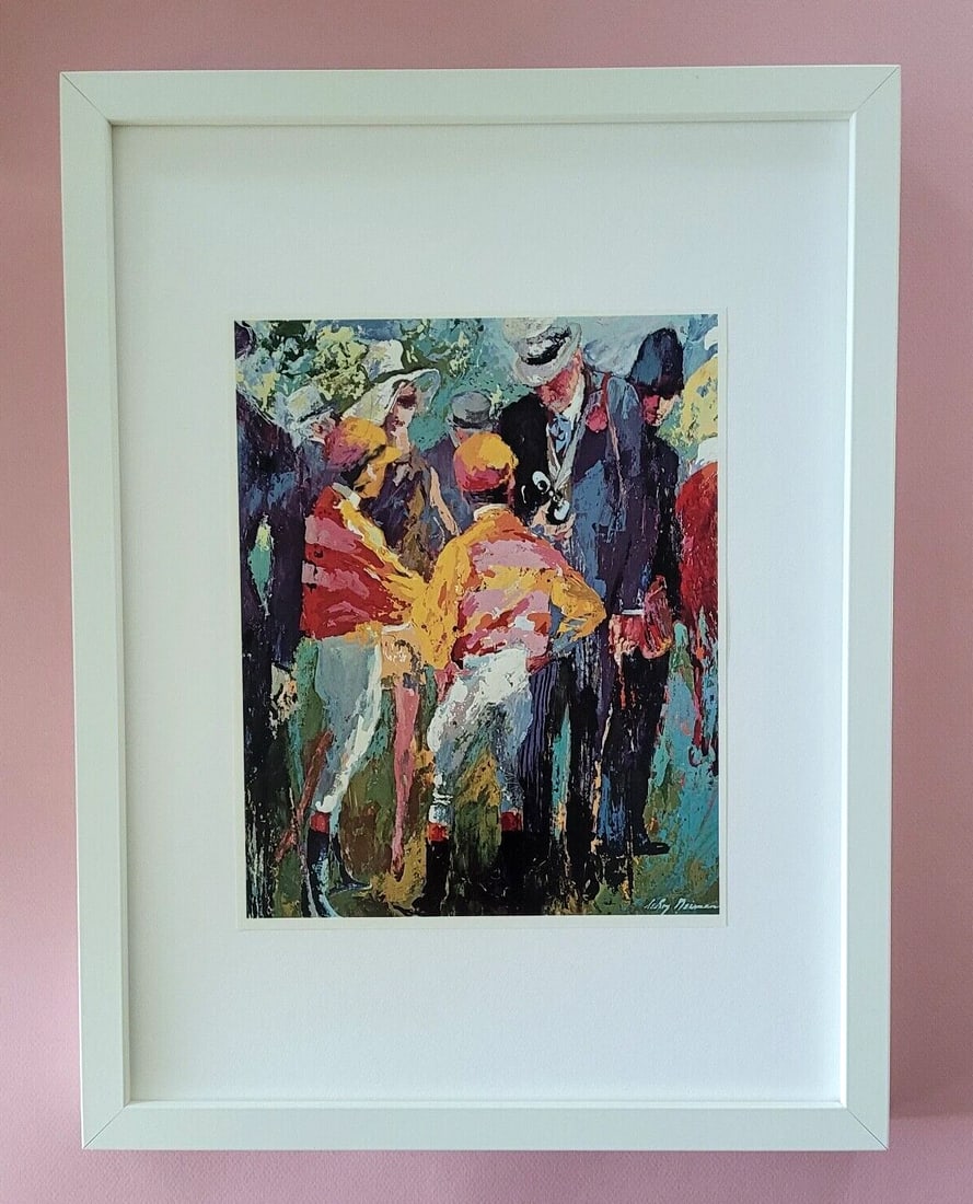 LeRoy Neiman " JOCKEYS " Signed Pop Art Mounted and Framed in New 16x12 LS: Beautiful and Scarce 1991 Print After Leroy Neiman " JOCKEYS " Signed on the Plate This piece is mounted on a 16 x 12 in. acid free premium white board. Framed covers an area of 17x13in. It will be Pr
