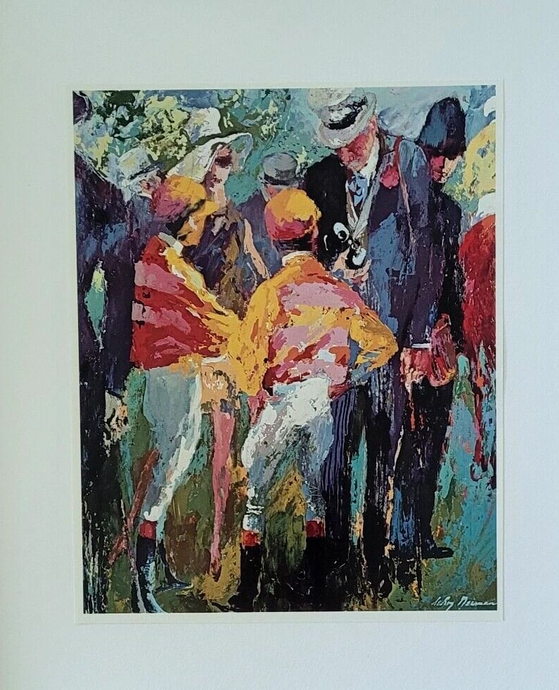 LeRoy Neiman " JOCKEYS " Signed Pop Art Mounted and Framed in New 16x12 LS - 2