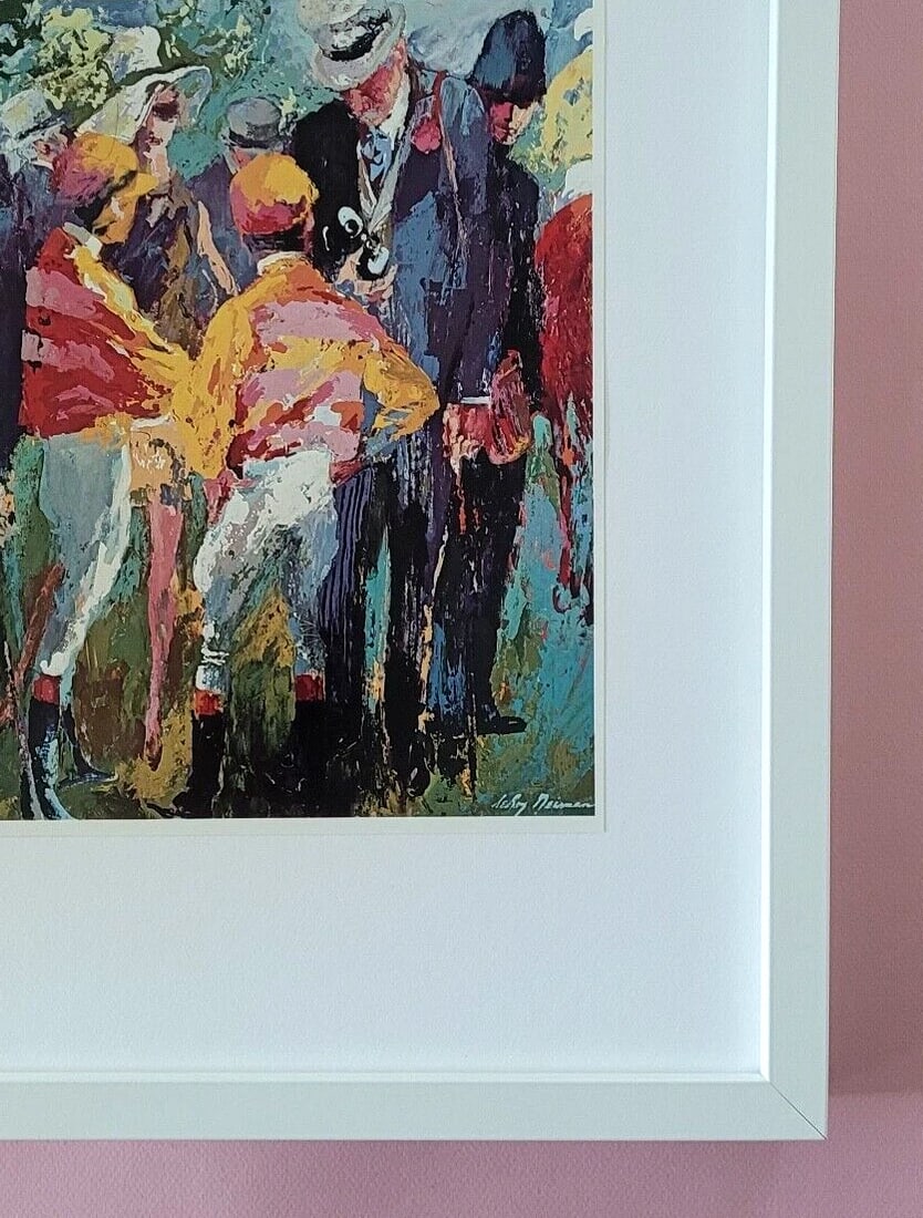 LeRoy Neiman " JOCKEYS " Signed Pop Art Mounted and Framed in New 16x12 LS - 3