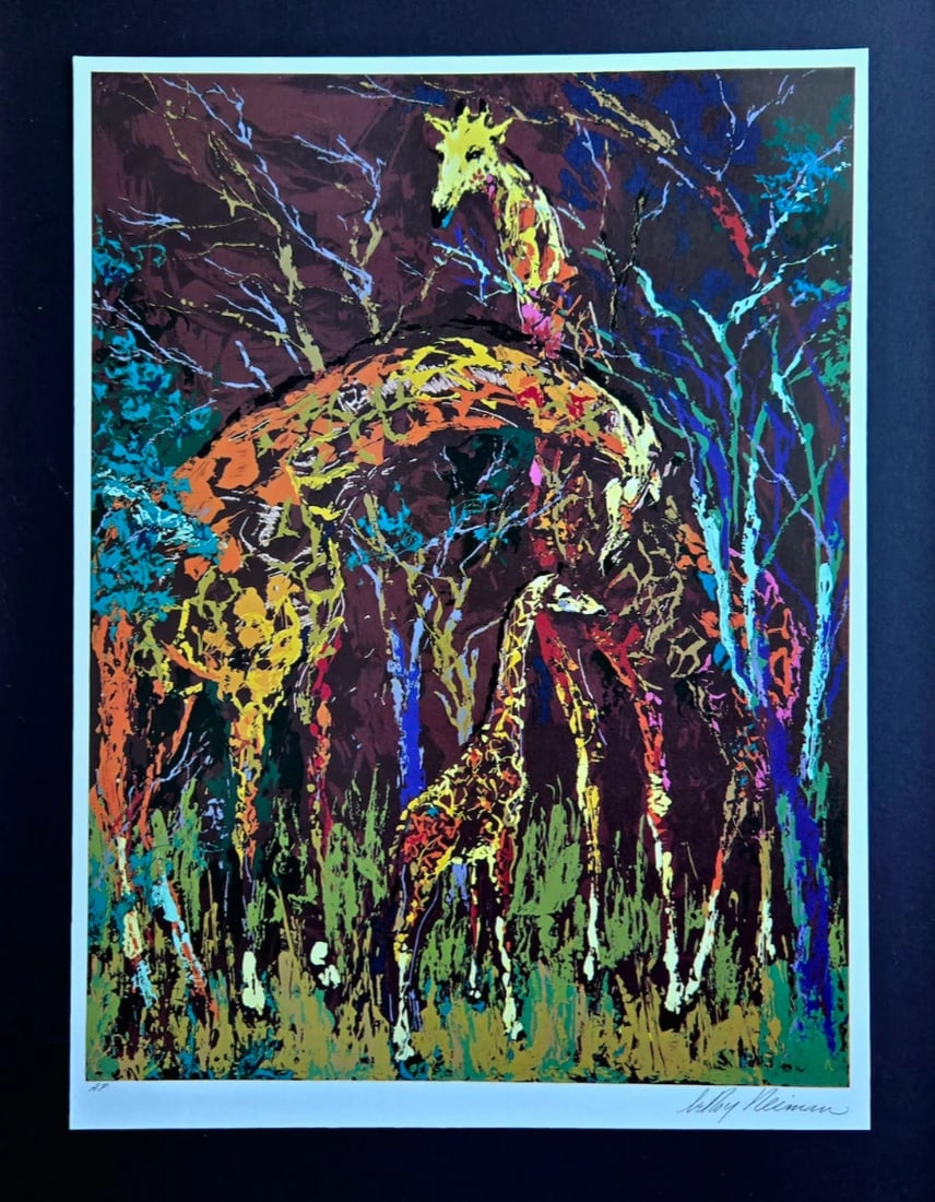LeRoy Neiman "GIRAFFE FAMILY " Signed Pop Art Collector Piece Framed - 2