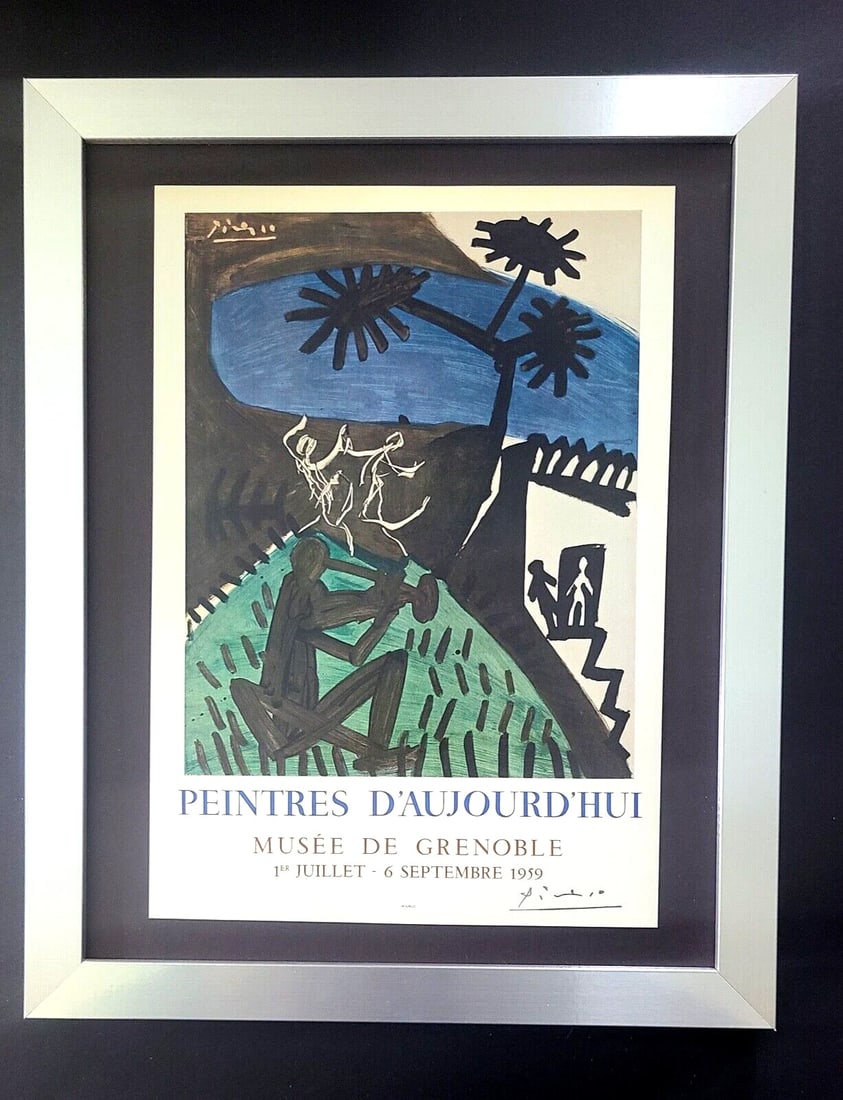 1967 Pablo Picasso Print + Signed Poster – Mounted, Framed & Ready to Own!: This is a Beautiful and Scarce 1967 Print After PABLO PICASSO " EXPOSITION POSTER " Facsimile signed in ink Size framed is about 17x13in. Printed in Beautiful Glossy Paper in Switzerland after this