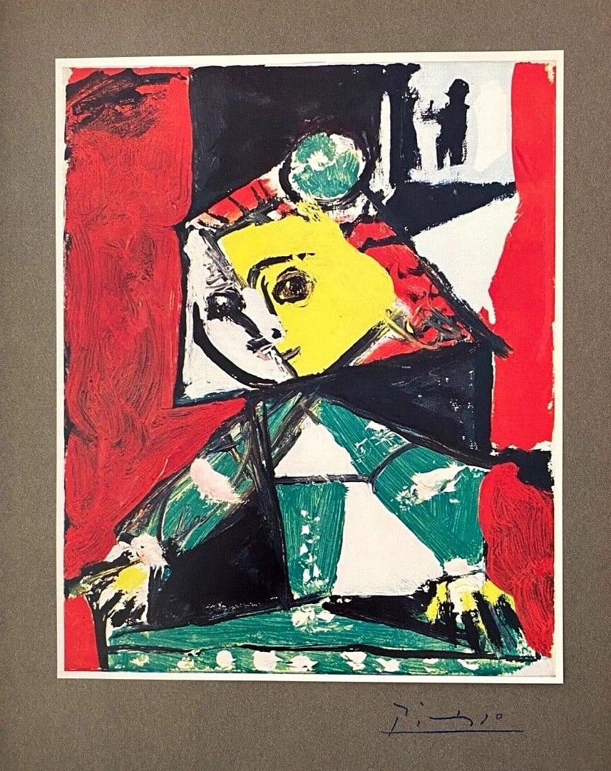 PABLO PICASSO+ ORIGINAL 1969 + SIGNED + HAND TIPPED COLOR PLATE + FRAMED - 2