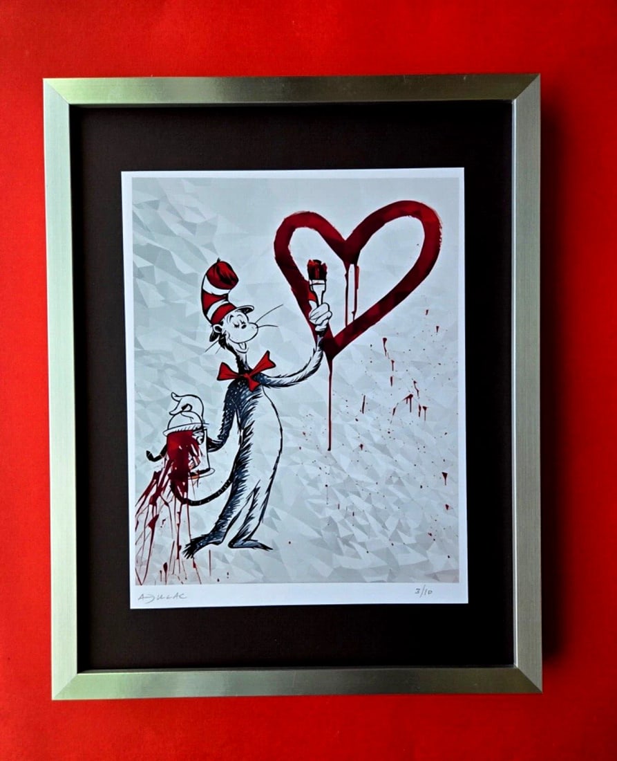 ALEXANDER DULAC | THE CAT WITH THE HAT Hand Signed Print Edof10 | COA: My art is a celebration of the grandeur and splendor of the 21st century. Through my portraits, I seek to immortalize those who not only define but also inspire aspiration and luxury in our
