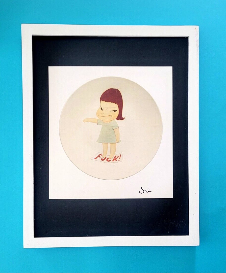 YOSHITOMO NARA | BEAUTIFUL PRINT FROM JAPAN | SIGNED Collector Piece Framed: YOSHITOMO NARA FRAMED PRINT FROM TOKYO FACSIMILE SIGNED IN INK MOUNTED IN A BLACKBOARD 14 X 11 in FRAME COVERS AN AREA OF 16 X 13 in MOUNTED AND FRAMED EXCELLENT CONDITIONS WILL BE CAREFULLY SHIPPED
