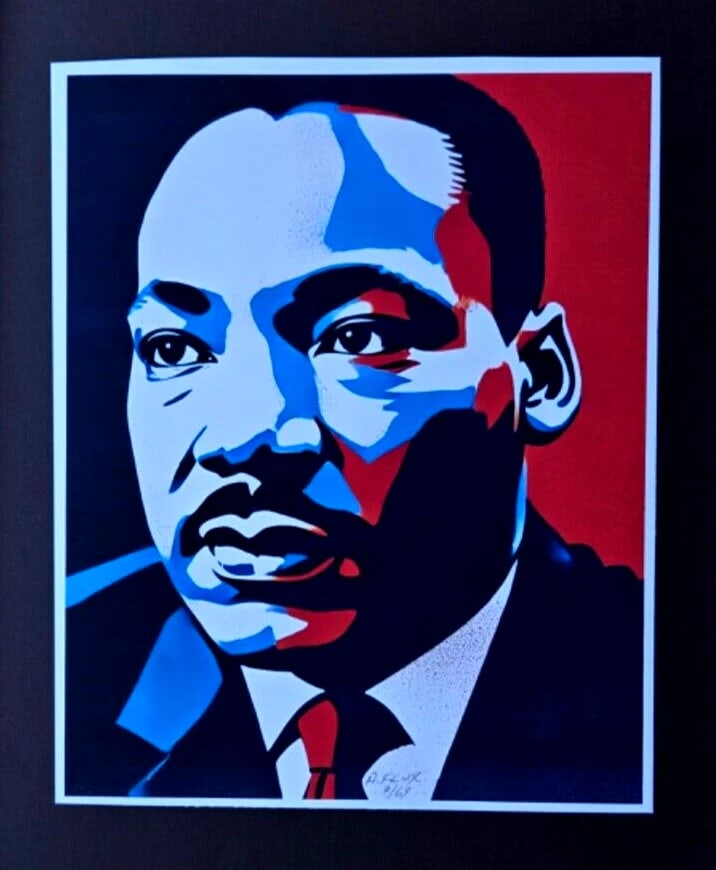 AIDAN FLUX Hand Signed Authentic Print 14x11in. Framed Martin Luther King | COA - 3