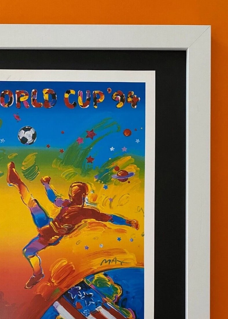 PETER MAX | AWESOME | 1990'S SIGNED PRINT | USA SOCCER WORLD CUP | NEW FRAME - 2