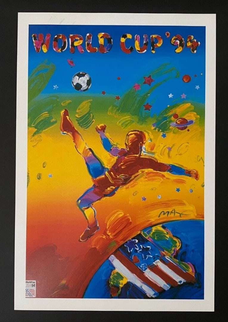 PETER MAX | AWESOME | 1990'S SIGNED PRINT | USA SOCCER WORLD CUP | NEW FRAME - 3