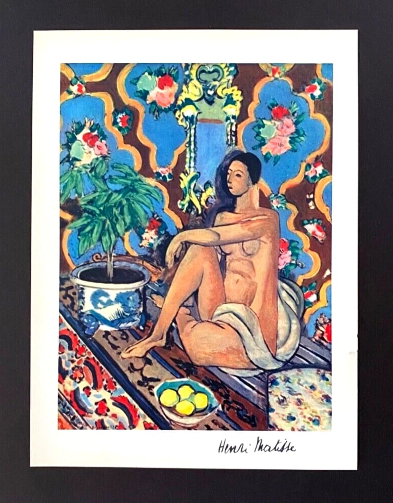 HENRI MATISSE + VINTAGE 1948 FIGURE ODALISQUE SIGNED PRINT + FRAMED - 2