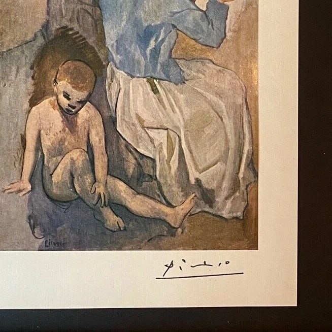 PABLO PICASSO+ ORIGINAL 1954 + SIGNED + HAND TIPPED COLOR PLATE + FRAMED - 2