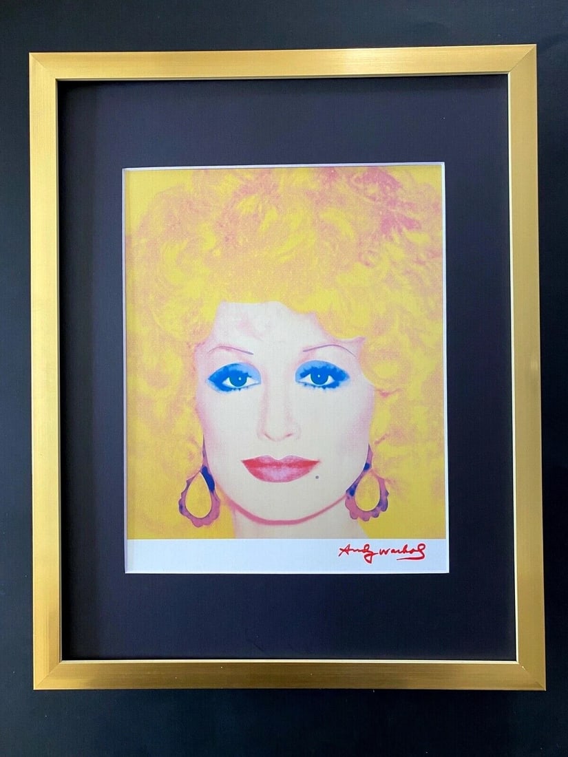 ANDY WARHOL AWESOME 1984 SIGNED DOLLY PARTON PRINT MATTED + NOW FRAMED: This is an Awesome and Scarce 1984 Print after Andy Warhol FACSIMILE SIGNATURE IN RED INK " DOLLY PARTON " from - His Portraits Collection- Professionally Matted to be Framed at Home on your Favorite 