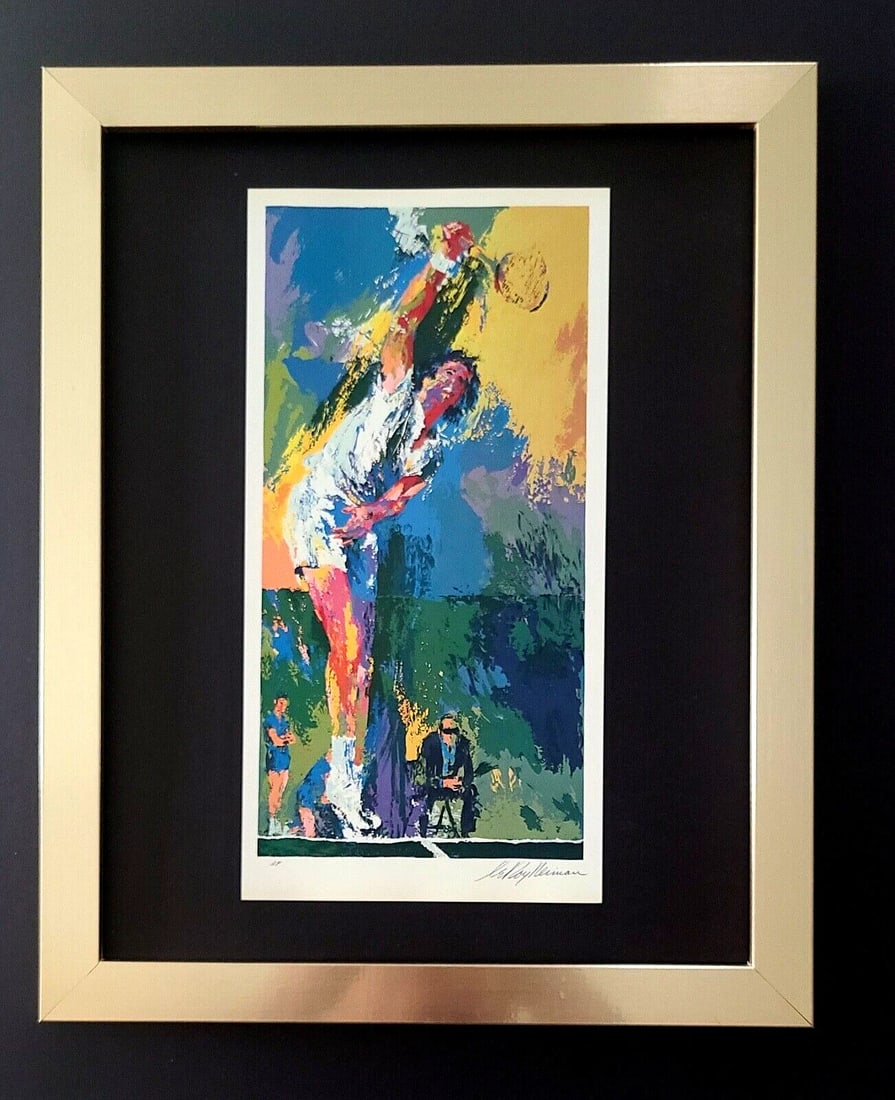 LEROY NEIMAN + TENNIS + CIRCA 1990'S + SIGNED PRINT FRAMED: We have for Sale this LEROY NEIMAN AWESOME 1990'S PRINT ON PAPER " TENNIS " SIGNED ON THE PLATE FULL OF COLOR PRINT SIZE OF THE PRINT: 10 X 8 in FRAME COVERS AN AREA OF 15 X 11 in MOUNTED AND FRAMED E