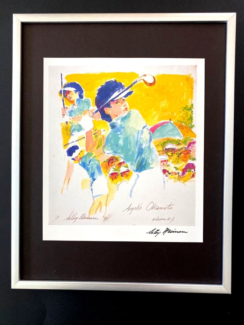 LEROY NEIMAN + AYAKO OKAMOTO + CIRCA 1990'S + SIGNED PRINT FRAMED: We have for Sale this LEROY NEIMAN AWESOME 1990'S PRINT ON PAPER " AYAKO OKAMOTO " FACSIMILE SIGNED IN INK FULL OF COLOR PRINT SIZE OF THE PRINT: 10 X 8 in FRAME COVERS AN AREA OF 15 X 11 in MOUNTED A