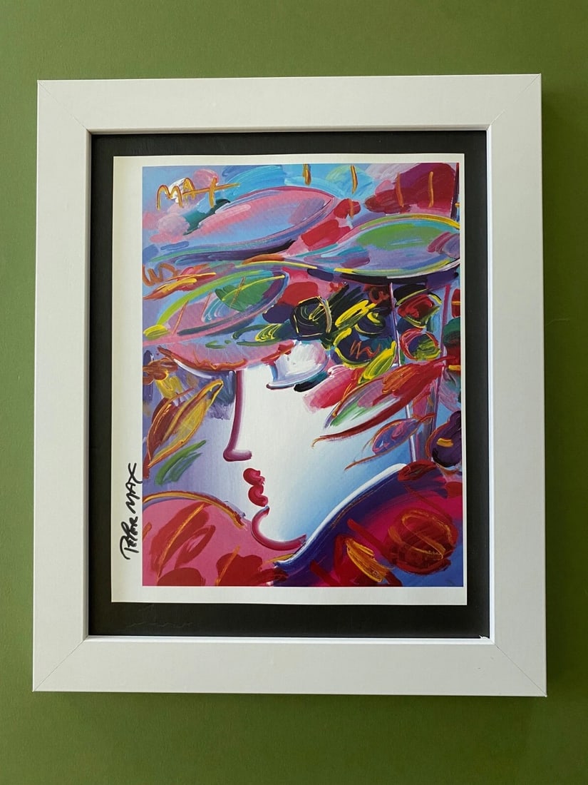 PETER MAX + BEAUTIFUL + SIGNED PRINT + NEW FRAME!: We have for Sale this Print After PETER MAX AWESOME PRINT ON GLOSSY PAPER FACSIMILE SIGNED IN INK FULL OF COLOR PRINT SIZE OF THE PRINT IS ABOUT : 7 X 5 in FRAME COVERS AN AREA OVER 11 X 9 in MOUNTED