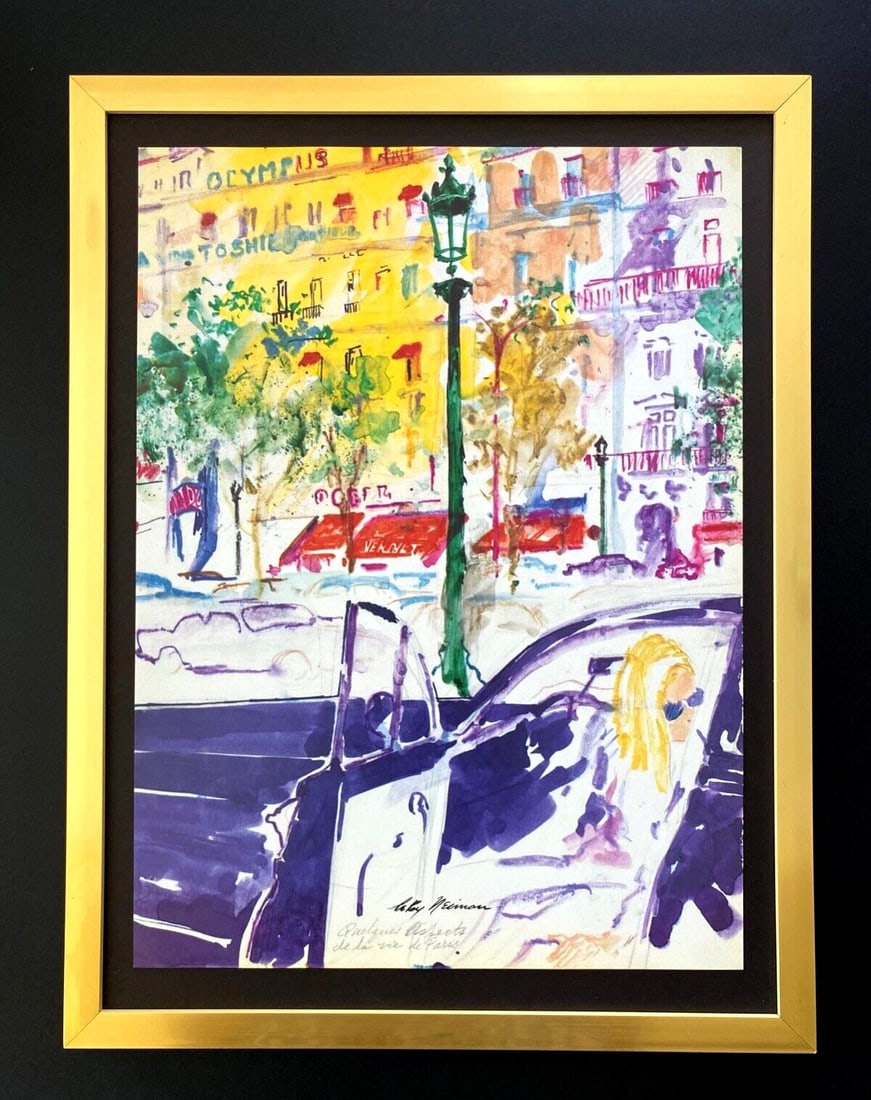 LEROY NEIMAN + SKETCHBOOK DRAWING PARIS + CIRCA 1970'S + SIGNED PRINT FRAMED: We have for Sale this LEROY NEIMAN AWESOME 1971 SKETCH ON PAPER " PARIS " FACSIMILE SIGNED IN INK FULL OF COLOR PRINT SIZE OF THE PRINT: 14 X 10 in FRAME COVERS AN AREA OF 17 X 12 in MOUNTED AND