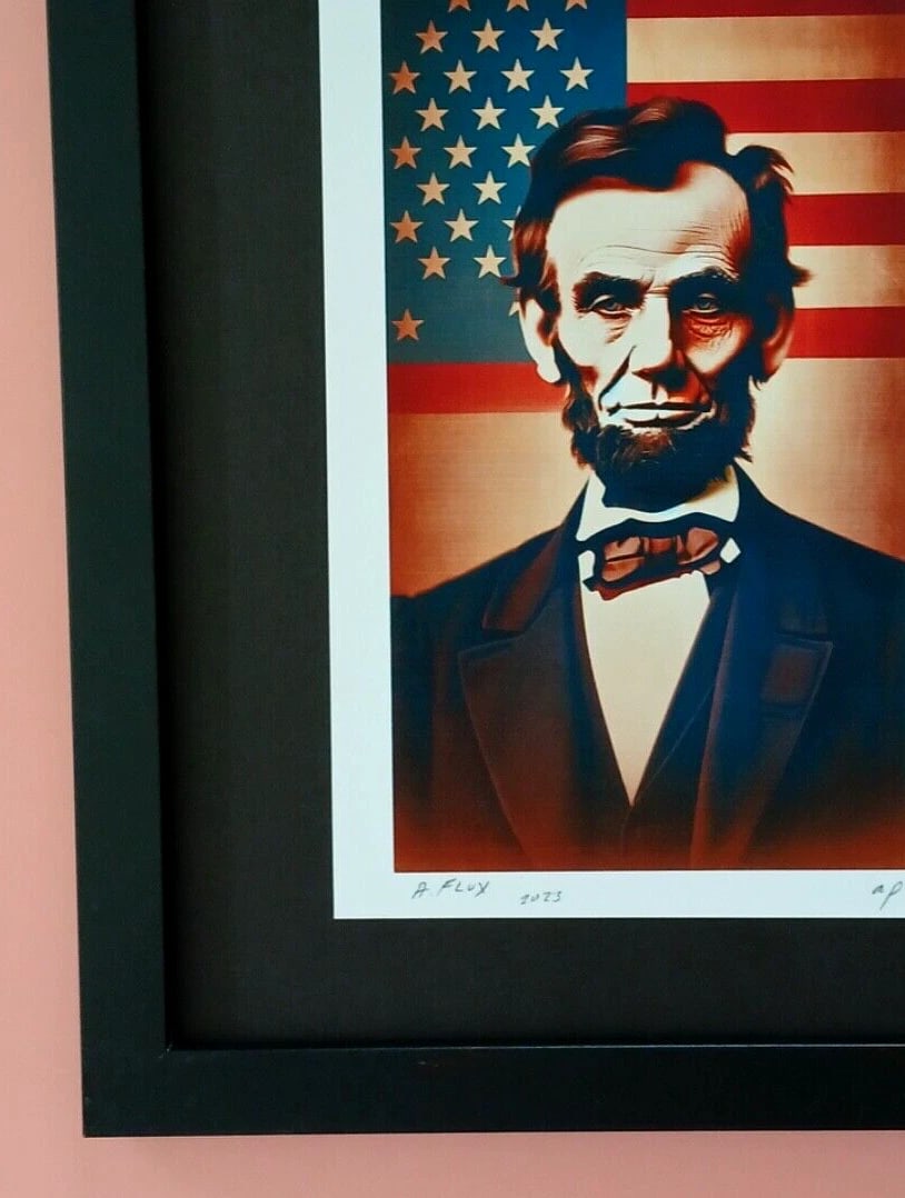 AIDAN FLUX | Hand Signed Original Print Framed | Ltd. Ed. COA Abraham Lincoln - 3
