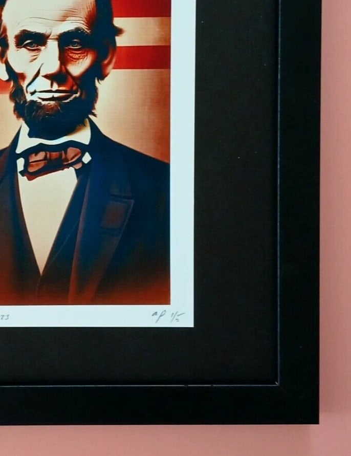 AIDAN FLUX | Hand Signed Original Print Framed | Ltd. Ed. COA Abraham Lincoln - 4