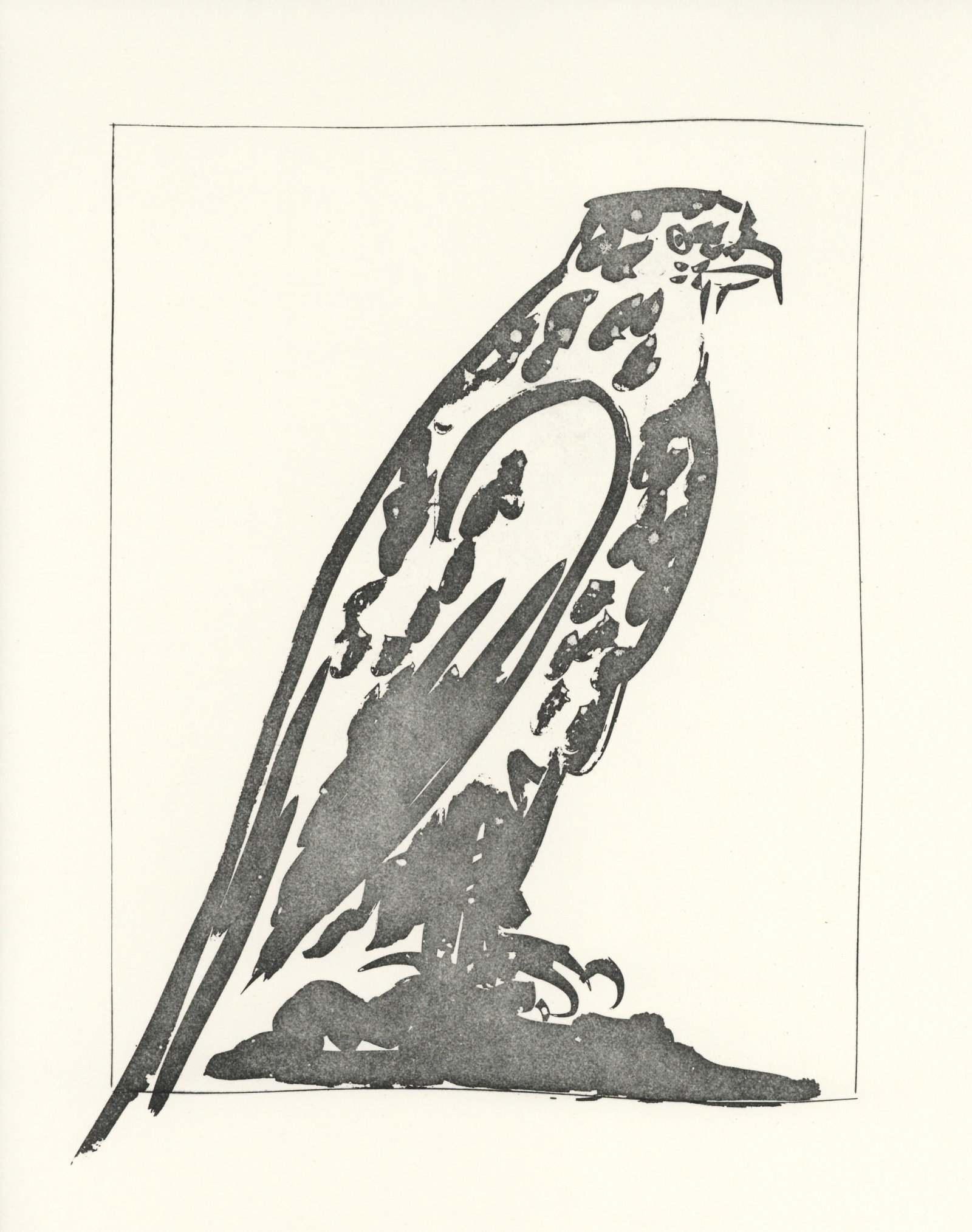 Pablo Picasso "L'Epervier" The Sparrowhawk | Buffon: Medium: offset lithograph (after the etching). Printed on velin bouffant paper from the Papeteries Casteljoux and published in France by Edito-Service Geneve c. 1970. This reproduces one of the