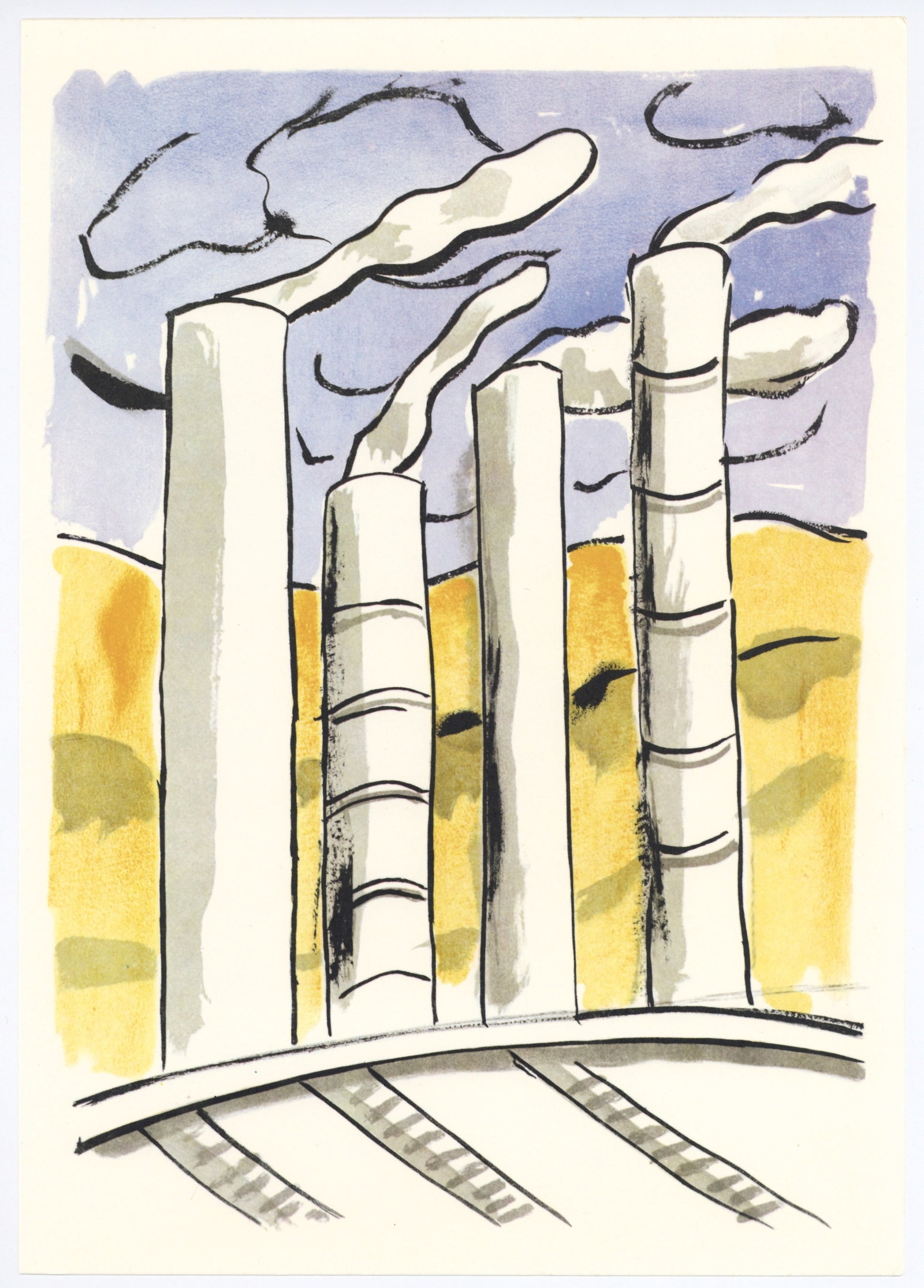 Fernand Leger "Mes Voyages": Medium: offset lithograph (after the original). Printed on Velin bouffant paper from the Papeteries de Hauteville and published by Edito-Service Geneve in 1980. This reproduces one of the original Fer