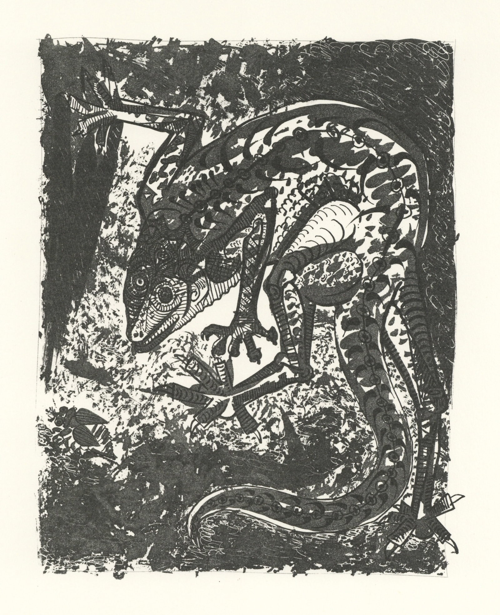 Pablo Picasso "Le Lezard" The Lizard | Buffon: Medium: offset lithograph (after the etching). Printed on velin bouffant paper from the Papeteries Casteljoux and published in France by Edito-Service Geneve c. 1970. This reproduces one of the