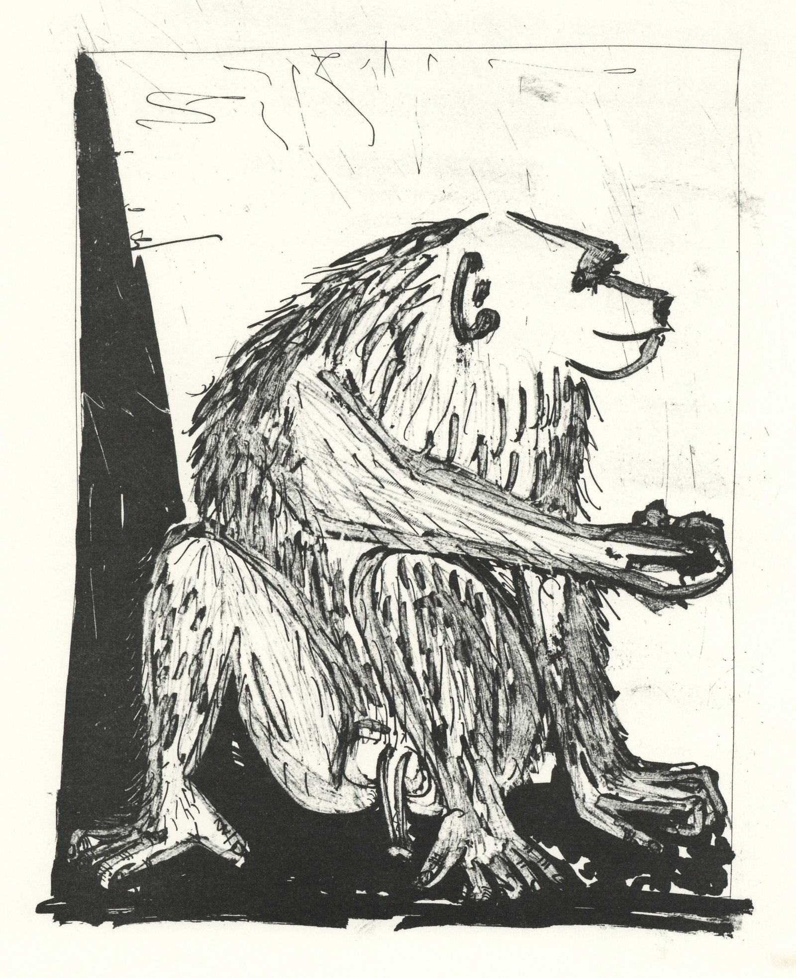 Pablo Picasso "Le Singe" The Monkey | Buffon: Medium: offset lithograph (after the etching). Printed on velin bouffant paper from the Papeteries Casteljoux and published in France by Edito-Service Geneve c. 1970. This reproduces one of the