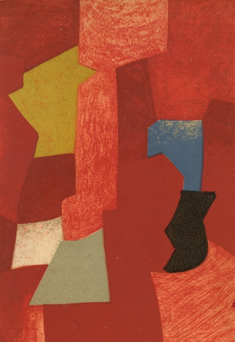 Serge Poliakoff lithograph: Medium: lithograph (after the gouache). Printed in Paris in 1957 by Mourlot and published in an edition of 1000 by the Galerie Berggruen for a rare catalogue. Image size: 6 1/4 x 4 1/2 inches (160 x