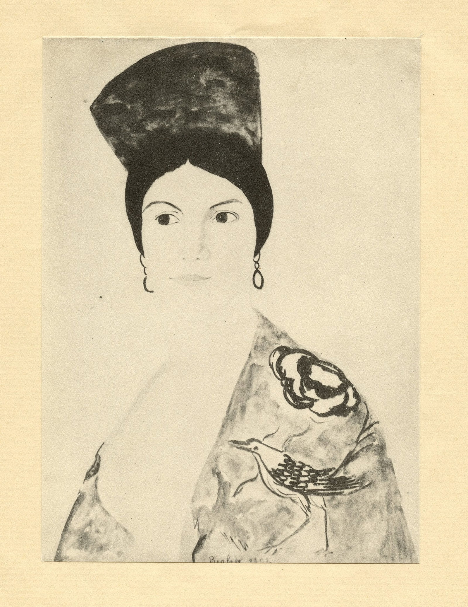 Francis Picabia pochoir, 1920: Medium: pochoir (after the watercolor). Printed in 1920 in an edition of 1100 at the Maurice Darantiere atelier. Attached by the publisher along the top edge onto a larger support sheet. Size: 6 1/4