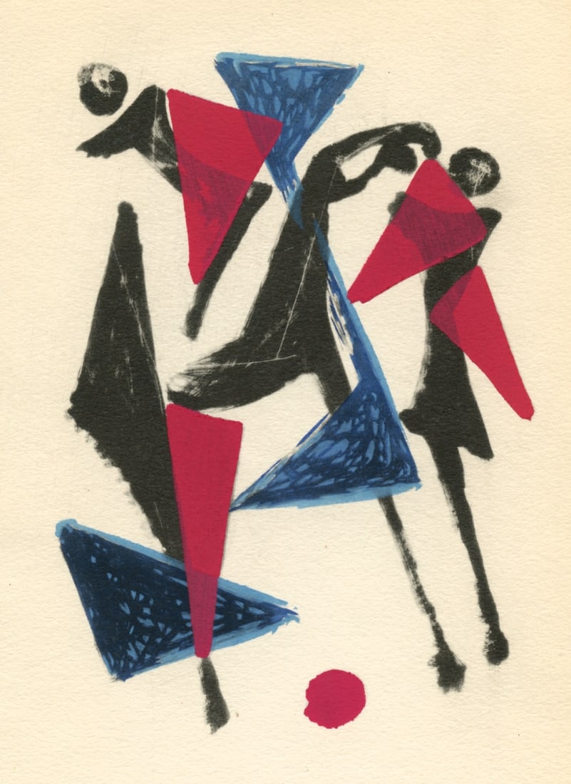 Marino Marini pochoir "Le cheval au manege": Medium: pochoir (after the lithograph). Printed by the atelier of Daniel Jacomet, and published in Paris in 1955 by Heinz Berggruen. The image measures 5 x 3 3/4 inches (130 x 93 mm). Not signed. Rese