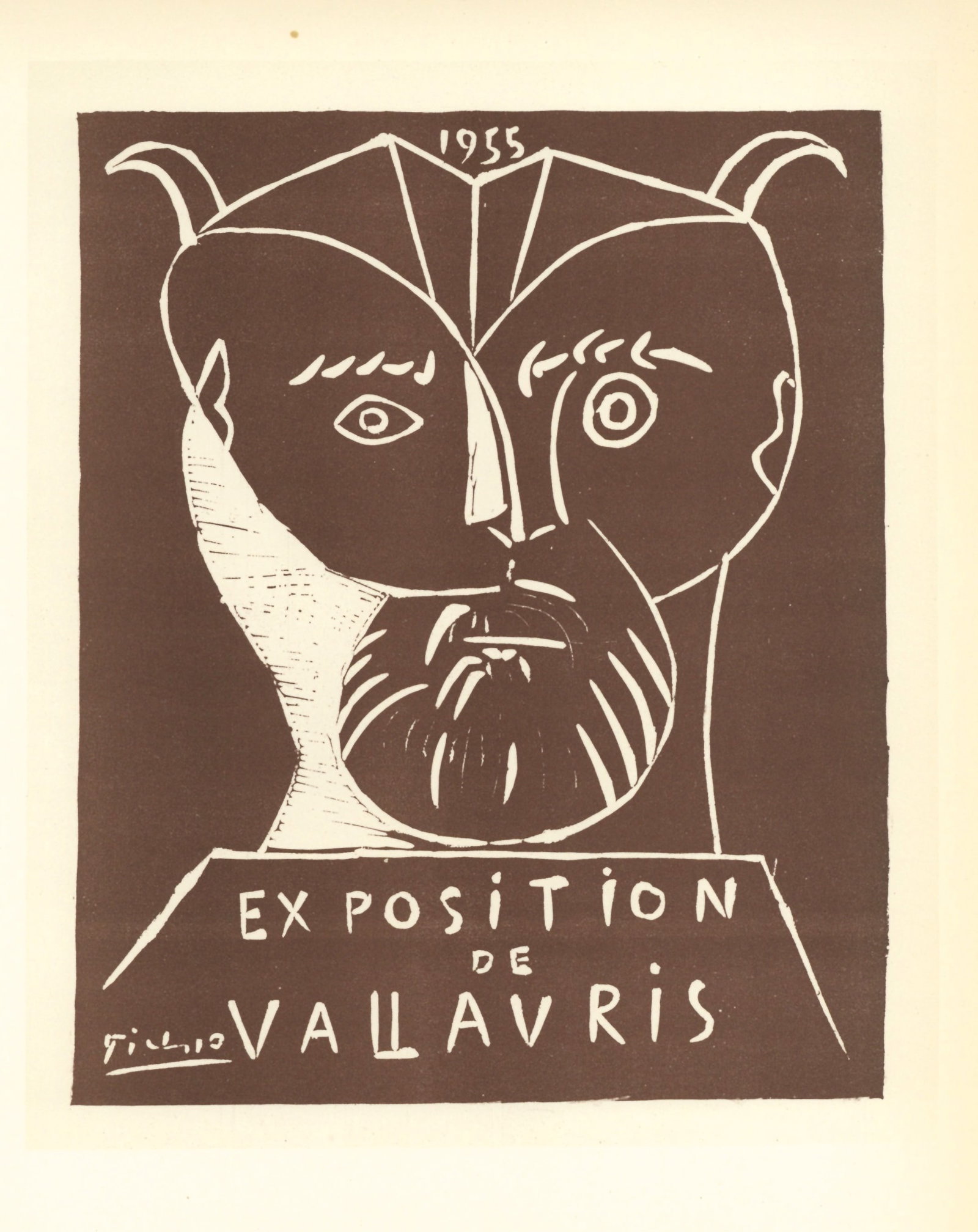 Pablo Picasso lithograph poster "Exposition Vallauris": Medium: lithograph (after the original lithograph poster for the Exposition Vallauris). During the late 1940's and throughout the 1950's, Picasso created a series of posters at the atelier of Mourlot