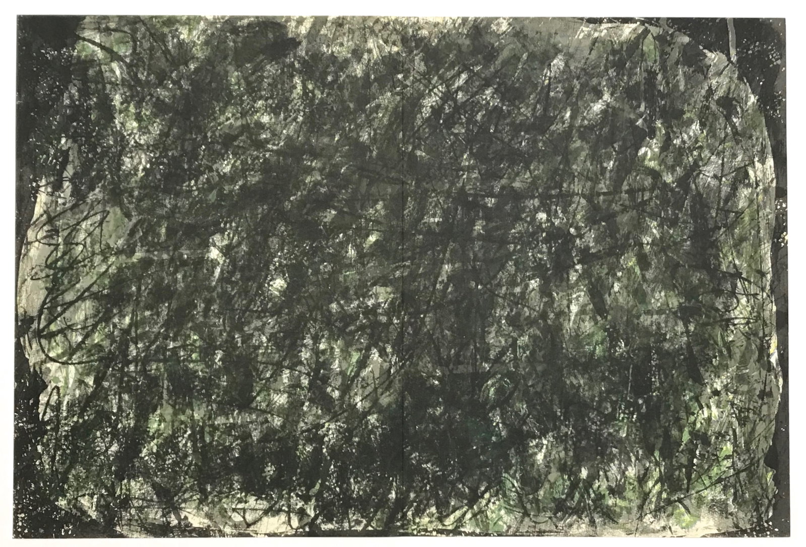 Francois Fiedler original lithograph, 1959: Medium: original lithograph. Printed in 1959 for the art revue Derriere le Miroir (issue number 116) and published in Paris by the Maeght atelier. Size: 15 x 22 inches (377 x 560 mm). There is a cente