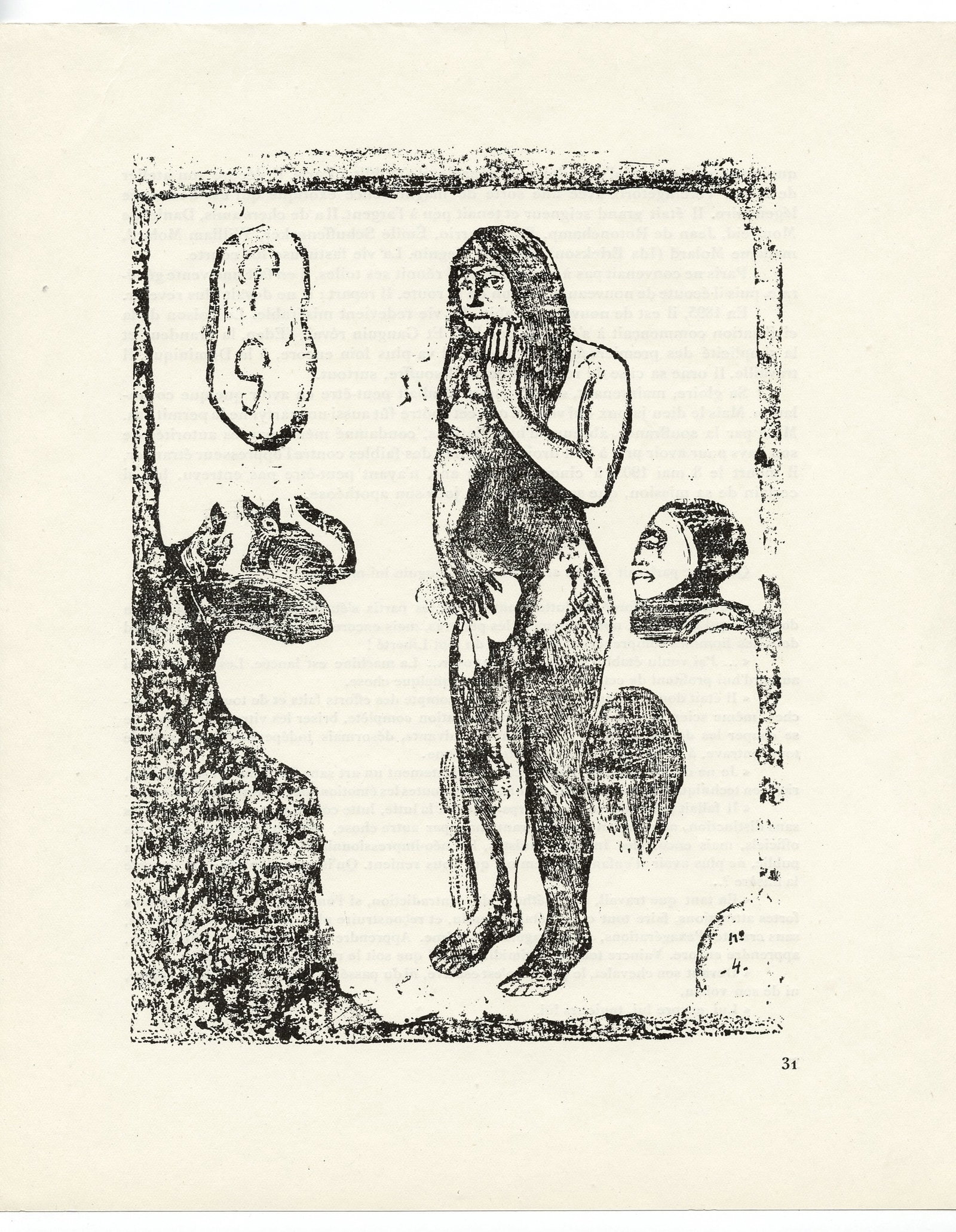 Paul Gauguin (Noa Noa): Medium: collotype (after the woodcut). Printed in 1927 and published in Paris by Albert Morance for "L'Art d'Aujourd'hui". There is a page number printed beneath the image, and there is printed text