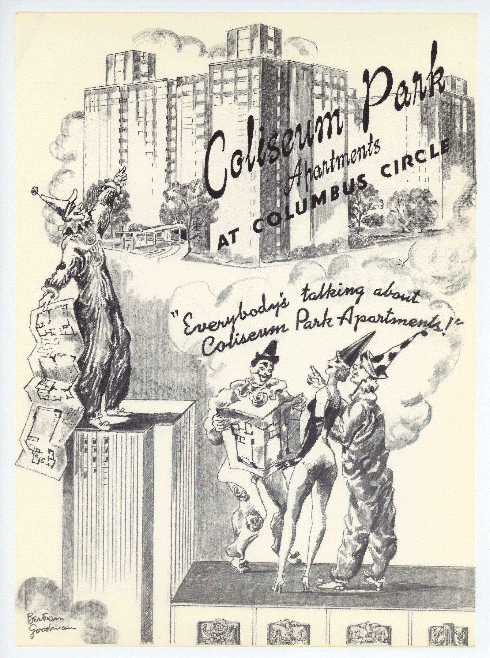 Bertram Goodman original lithograph: Medium: original lithograph. This lithograph was printed in 1957 for the "Improvisations" portfolio, published by the Artists Equity Association of New York on the occasion of the 1957 Spring